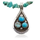 Large Handmade Navajo Native .925 Sterling Silver Turquoise Native American Necklace 390567637764