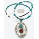 Large HANDMADE Certified Authentic Navajo Nickel CORAL and Turquoise Native American Necklace 371115142357