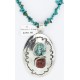 Large HANDMADE Certified Authentic Navajo Nickel CORAL and Turquoise Native American Necklace 371115142357