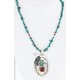Large HANDMADE Certified Authentic Navajo Nickel CORAL and Turquoise Native American Necklace 371115142357