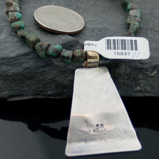 Large Handmade Horse Certified Authentic Navajo .925 Sterling Silver 12kt Gold Filled Turquoise Native American Necklace 370802149263