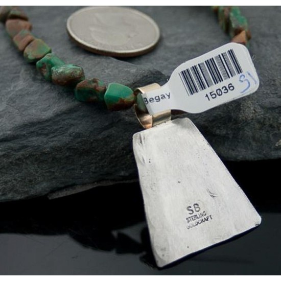 Large Handmade Kokopelli Certified Authentic Navajo Native .925 Sterling Silver Gold Filled Turquoise Native American Necklace 390583143487