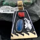 Large Handmade Leaf Navajo .925 Sterling Silver 12kt Gold Filled Lapis and Coral Native American Necklace 370799109338