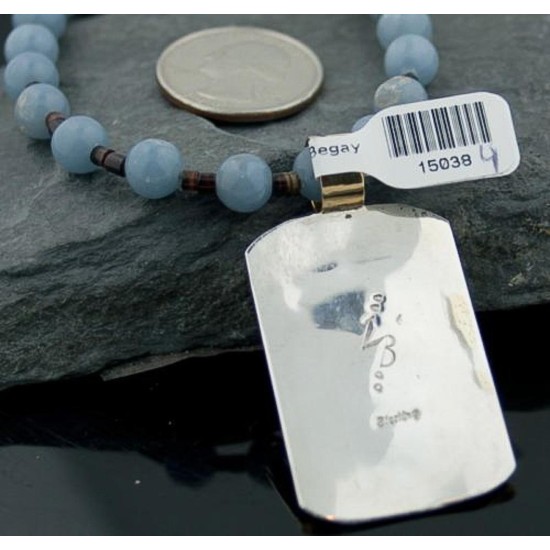 Large Handmade LeafCertified Authentic Navajo .925 Sterling Silver 12kt Gold Filled Turquoise 0384 Native American Necklace 370797836041