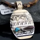 Large Handmade Mountain Navajo .925 Sterling Silver 12kt Gold Filled Turquoise Native American Necklace 390597840899