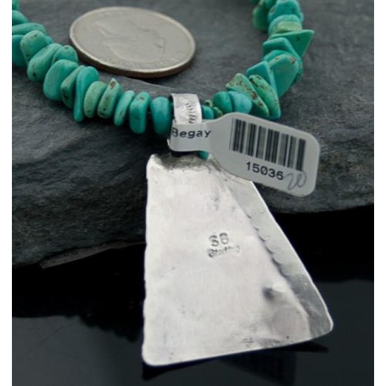 Large Handmade Mountain Certified Authentic Navajo Native .925 Sterling Silver LAPIS and Turquoise Native American Necklace 390574579651
