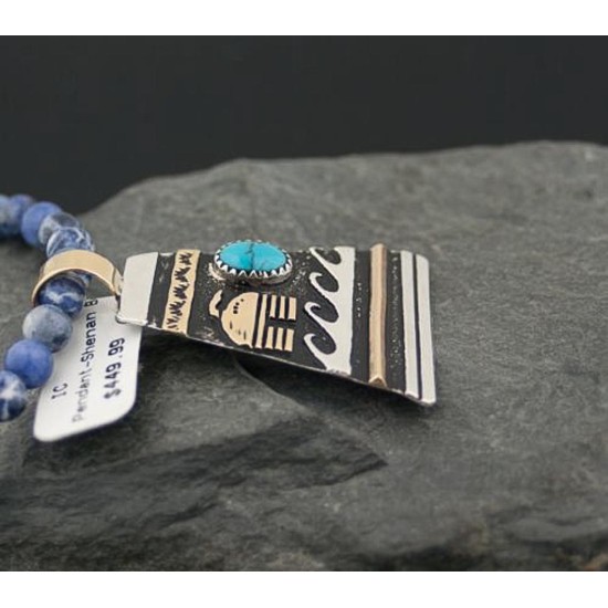 Large Handmade Village Certified Authentic Navajo .925 Sterling Silver 12kt Gold Filled Turquoise Native American Necklace 370806111334