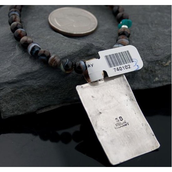 Large Handmade VillageCertified Authentic Navajo .925 Sterling Silver 12kt Gold Filled Turquoise Native American Necklace 390585942451