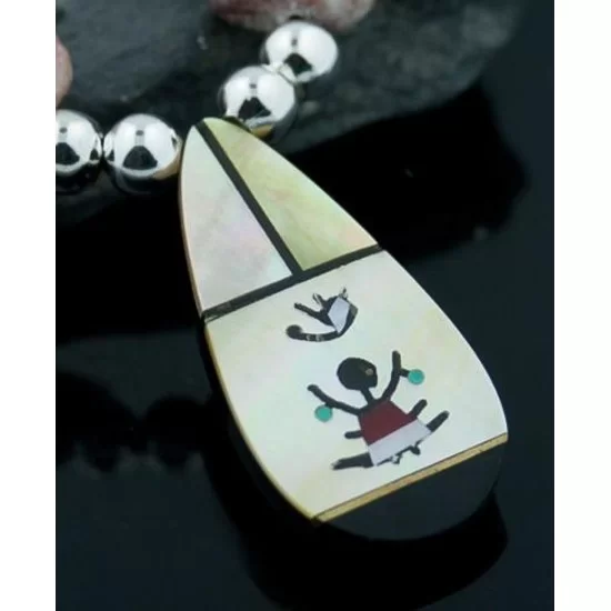 Large Inlay KACHINA Navajo .925 Sterling Silver Turquoise and Jasper Native American Necklace 390614371977 Large Inlay KACHINA Navajo .925 Sterling Silver Turquoise and Jasper Native American Necklace 390614371977