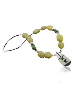 Large Inlay KACHINACertified Authentic Navajo .925 Sterling Silver Turquoise and Yellow Agate Native American Necklace 390616858886