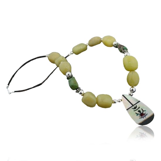 Large Inlay KACHINACertified Authentic Navajo .925 Sterling Silver Turquoise and Yellow Agate Native American Necklace 390616858886