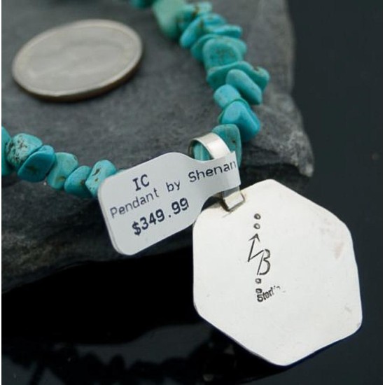 Large Real Handmade Certified Authentic Navajo Native .925 Sterling Silver Turquoise Native American Necklace 370787359655
