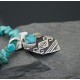 Large Real Handmade Certified Authentic Navajo Native .925 Sterling Silver Turquoise Native American Necklace 370787359655