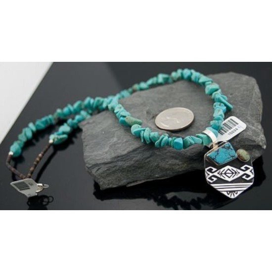 Large Real Handmade Certified Authentic Navajo Native .925 Sterling Silver Turquoise Native American Necklace 370787359655