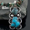 Large Real Handmade Certified Authentic Navajo Native .925 Sterling Silver Turquoise Native American Necklace 390575398722