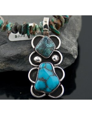 Large Real Handmade Certified Authentic Navajo Native .925 Sterling Silver Turquoise Native American Necklace 390575398722