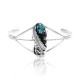 Leaf Natural Turquoise .925 Sterling Silver Certified Authentic Navajo Native American Handmade Cuff Bracelet 13088