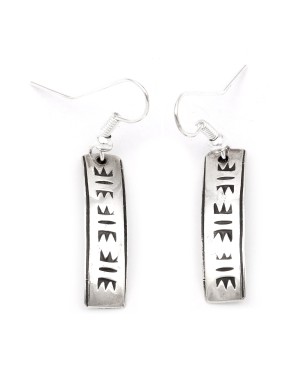 Lettering .925 Sterling Silver Certified Authentic Handmade Navajo Native American Earrings 27259-4