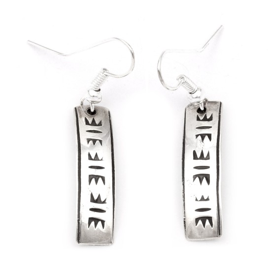 Lettering .925 Sterling Silver Certified Authentic Handmade Navajo Native American Earrings 27259-4