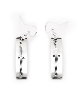 Lines .925 Sterling Silver Certified Authentic Handmade Navajo Native American Earrings 27259-5