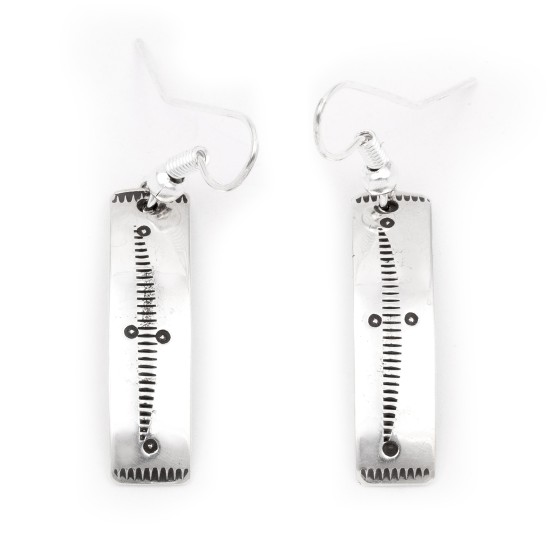 Lines .925 Sterling Silver Certified Authentic Handmade Navajo Native American Earrings 27259-5