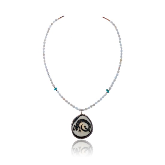 Lizard .925 Sterling Silver Certified Authentic Navajo Native American Turquoise White Howlite Necklace 11051-1 Lizard .925 Sterling Silver Certified Authentic Navajo Native American Turquoise White Howlite Necklace 11051-1