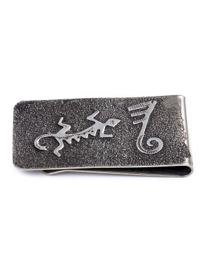 Lizard .925 Sterling Silver Ray Begay Certified Authentic Handmade Navajo Native American Money Clip  13194-14