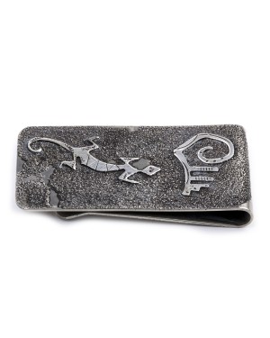 Lizard .925 Sterling Silver Ray Begay Certified Authentic Handmade Navajo Native American Money Clip  13194-28