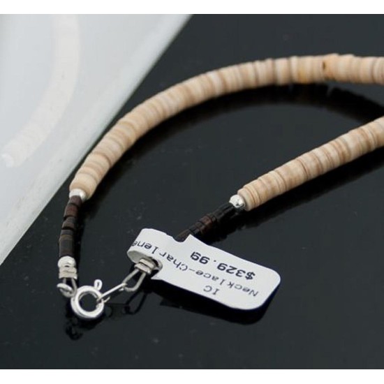  Navajo .925 Sterling Silver Graduated Heishi and Natural Turquoise Native American Necklace 7501006-3