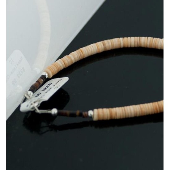  Navajo .925 Sterling Silver Graduated Heishi and Turquoise Native American Necklace 390593126017