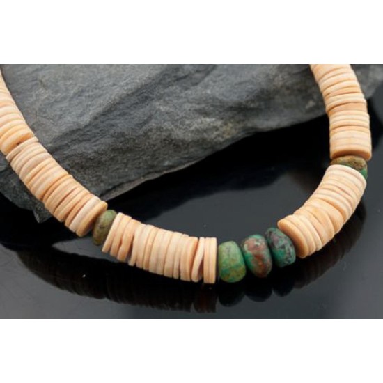  Navajo .925 Sterling Silver Graduated Heishi and Turquoise Native American Necklace 390593126017