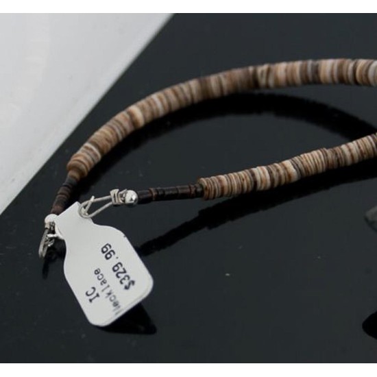 Navajo Native .925 Sterling Silver Graduated Heishi Spiny Oyster and Turquoise Native American Necklace 15560-9 Navajo Native .925 Sterling Silver Graduated Heishi Spiny Oyster and Turquoise Native American Necklace 15560-9