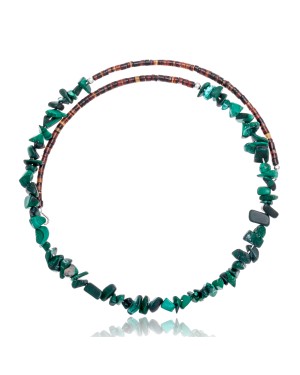 Malachite Certified Authentic Navajo Native American Adjustable Choker Wrap Necklace 25565