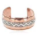 Mountain Navajo .925 Sterling Silver Handmade Native American Pure Copper Bracelet 92006-6
