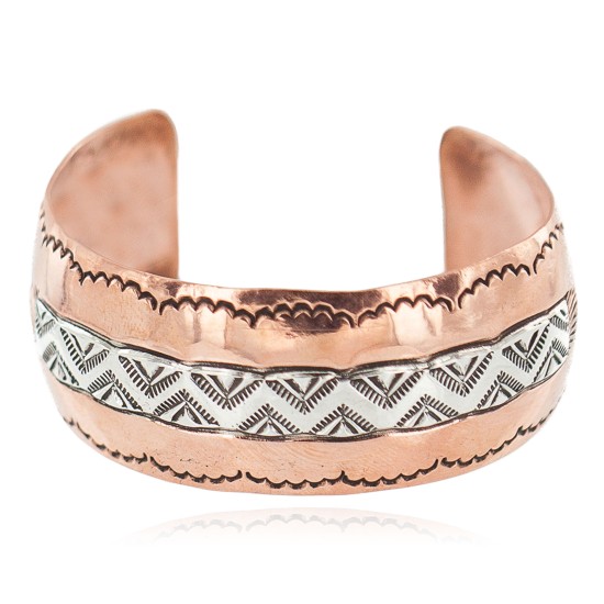 Mountain Navajo .925 Sterling Silver Certified Authentic Handmade Native American Pure Copper Bracelet 92006-6