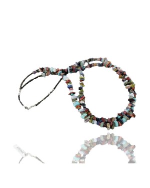 Multicolor Certified Authentic 2 Strand Navajo .925 Sterling Silver Natural Stone Native American Necklace 15501-45