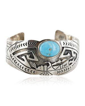 Native American Certified Authentic Navajo .925 Sterling Silver Turquoise Bracelet 12466