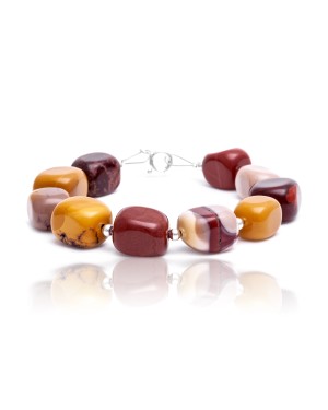 Natural Jasper .925 Sterling Silver Certified Authentic Navajo Native American Link Bracelet 12920-3