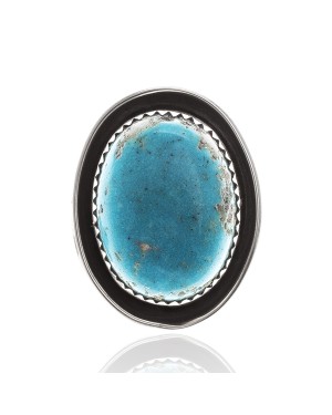 Natural Turquoise .925 Sterling Silver Certified Authentic Navajo Native American Handmade Concho Button 24560