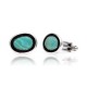 Natural Turquoise .925 Sterling Silver Certified Authentic Navajo Native American Handmade Cuff Links 19124