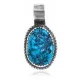 Natural Turquoise .925 Sterling Silver Navajo Native American Handmade Pendant 18174-2 Natural Turquoise .925 Sterling Silver Navajo Native American Handmade Pendant 18174-2