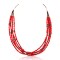 Natural Turquoise and Coral .925 Sterling Silver Certified Authentic Navajo Native American 5 Strand Necklace  25278-0