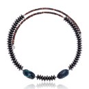 Natural Turquoise and Hematite Navajo Native American Adjustable Choker Wrap Necklace and Chain 25560