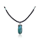 Natural Turquoise & Purple Goldstone 925 Sterling Silver Handmade Navajo Necklace