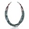 Natural Turquoise and Red Jasper .925 Sterling Silver Certified Authentic Navajo Native American 5 Strand Necklace 17011