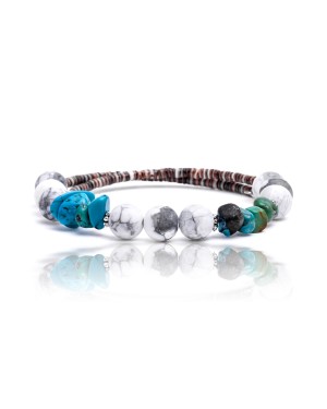 Natural Turquoise and White Howlite Certified Authentic Navajo Native American Wrap Bracelet 371076674695