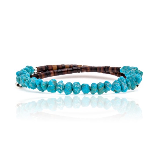 Natural Turquoise Certified Authentic Navajo Native American Adjustable Wrap Bracelet 22130