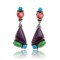 Natural Turquoise Multicolor Stone .925 Sterling Silver Certified Authentic Navajo Native American Handmade Heart Post Earrings  18319-2