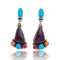 Natural Turquoise Multicolor Stone .925 Sterling Silver Certified Authentic Navajo Native American Handmade Post Earrings  18319-1