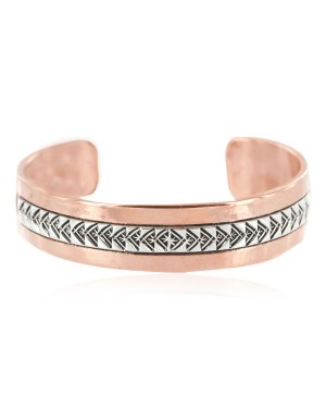 Navajo .925 Sterling Silver Bear Paw Handmade Certified Authentic Pure Copper Native American Bracelet 18128-4